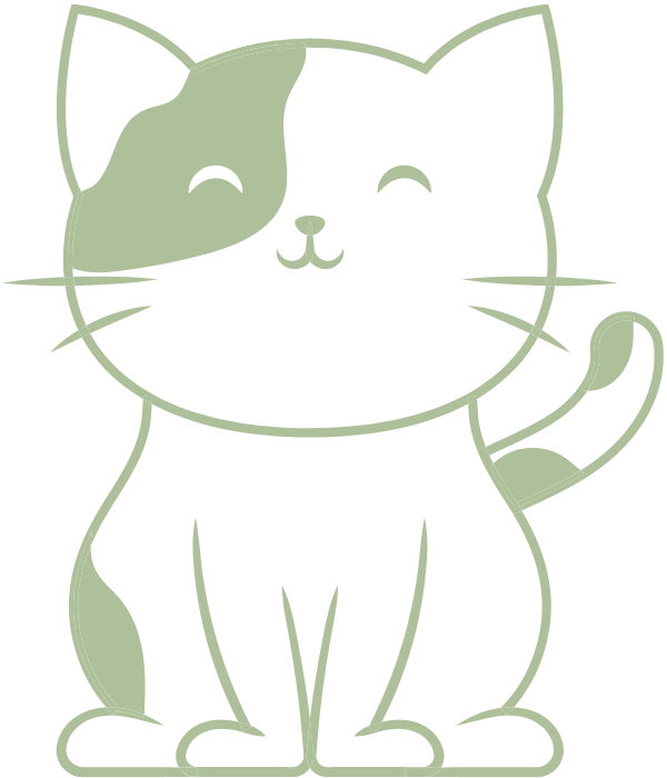 A green cartoon cat